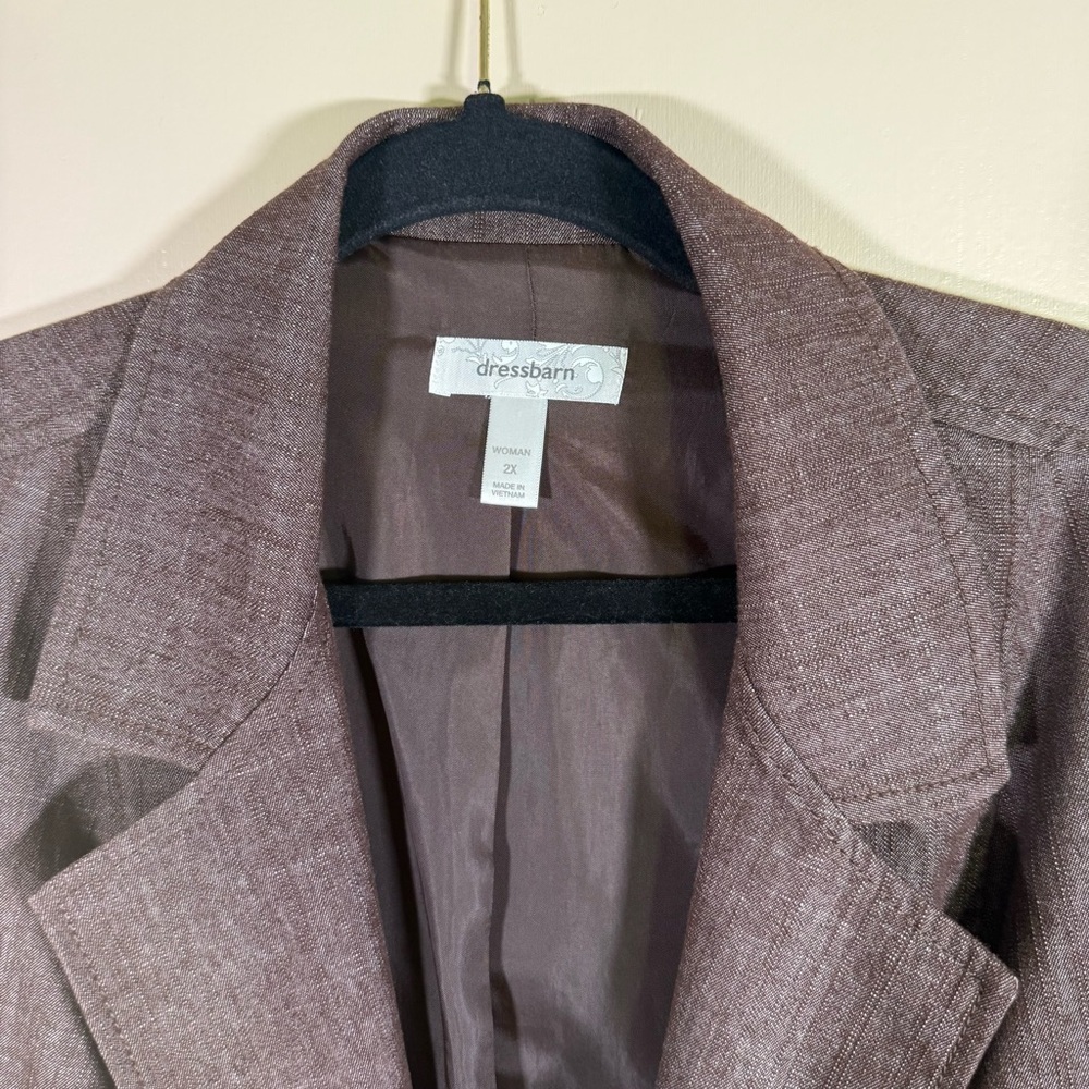 Dress Barn Open Front 3/4 Sleeve Crop Blazer Jacket Brown size 2X - Picture 3 of 8